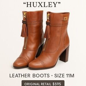 New Tory Burch Huxley Brown Leather Boots